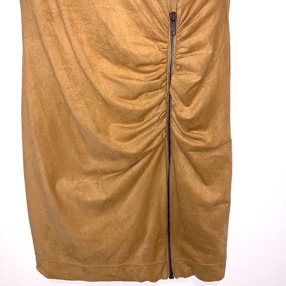 NWT Bebe Mini Dress Body-Hugging “Suede-like” Material Tan Small - Picture 5 of 12